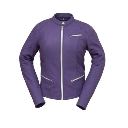 Ladies Fashionista Jkt Purple: Features:

Soft Cow Cuba Skin
Offered in Black or Brown
Three zip pockets detail
Hourglass sha