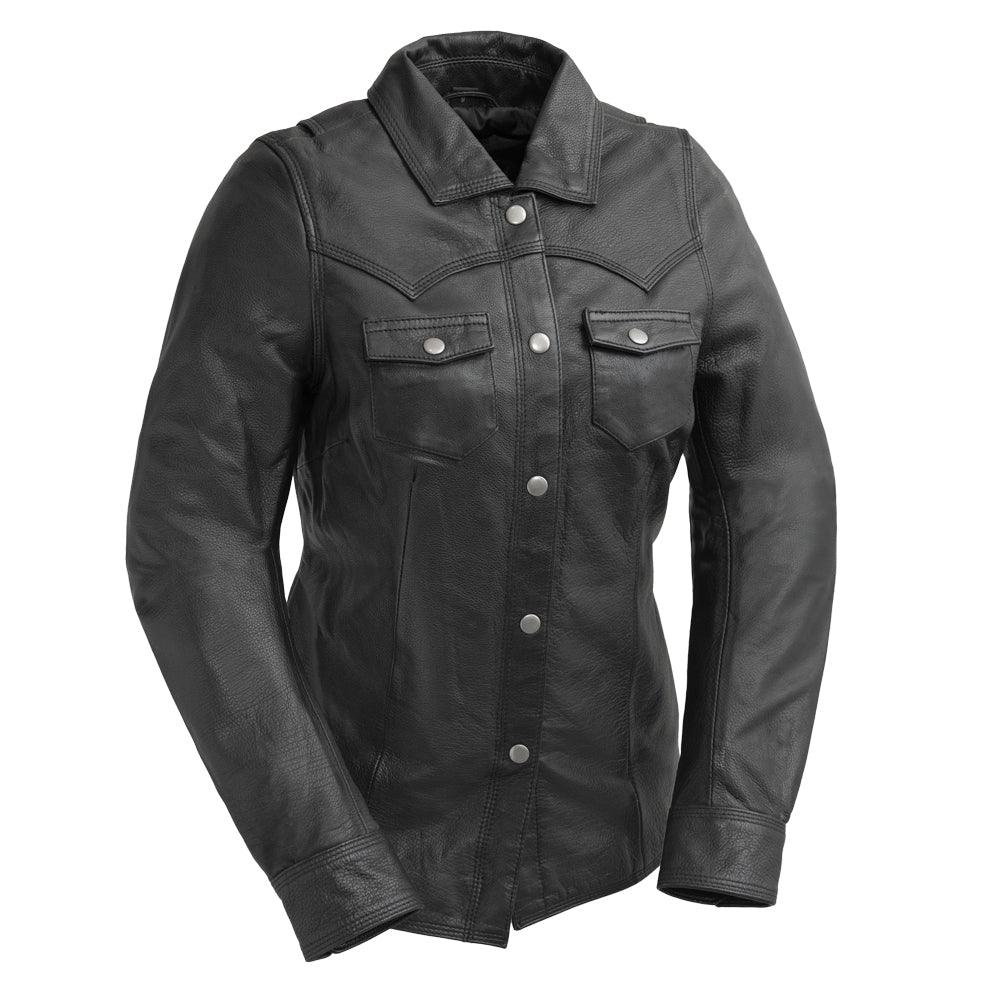 Onyx Women's Leather Shirt: Onyx Women's Leather Motorcycle Shirt
PRODUCT OVERVIEW:
Introducing the Onyx – a perfect blend of