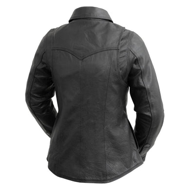 Eagle Leather Women's Onyx Leather Long Sleeve Shirt - Black - Eagle Leather