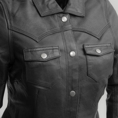 Eagle Leather Women's Onyx Leather Long Sleeve Shirt - Black - Eagle Leather