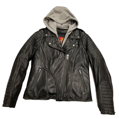 Eagle Leather Women's Naked Lamb Jacket with Hoodie - Black - Eagle Leather