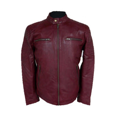 Men's General Jacket Oxblood: Features:

Distressed cowhide leather
Center zip jacket with military patched stitching on slee