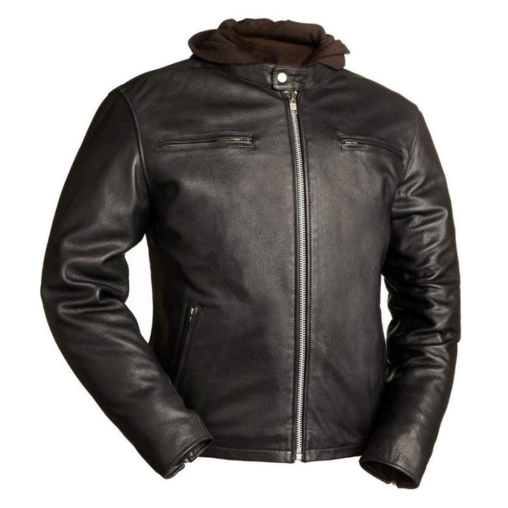 Eagle Leather Men's Street Cruiser Jacket with Hoodie - Black - Eagle Leather