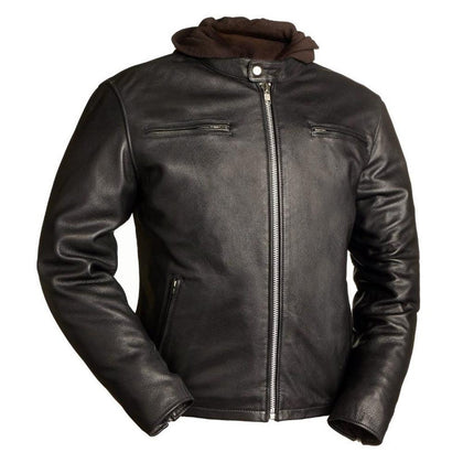 Men's Street Rider Hooded Leather Jacket: Features:

Soft Cowhide 1