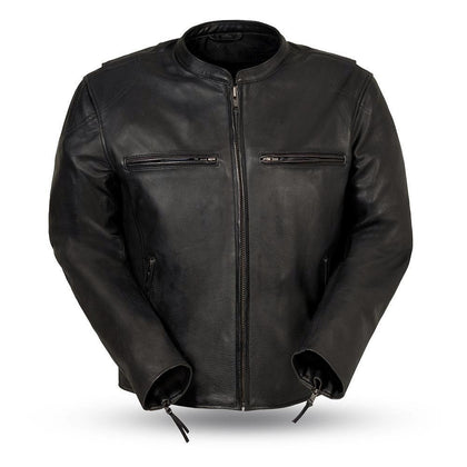 Men's Indy Leather Jacket: Features:

True Fit - order same size as your tee shirt
Scooter style w/ banded collar
Center zipp