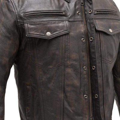 Eagle Leather Men's Villain Leather Jacket - Brown - Eagle Leather