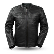 Men's Nemesis Leather Jacket: Features:

NEMESIS
Diamond cowhide
Scooter style with center zipper
Mandarin collar
Front zippe