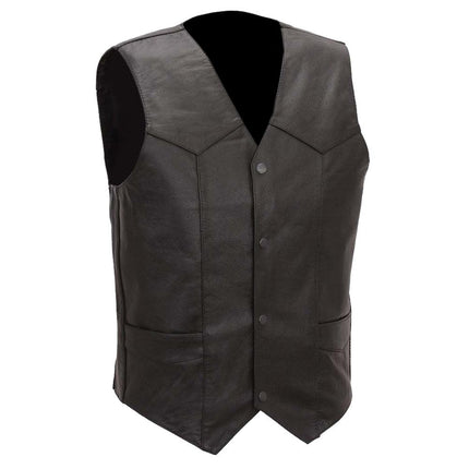 Eagle Leather Men's 4 Snap Plain Vest - Black - Eagle Leather