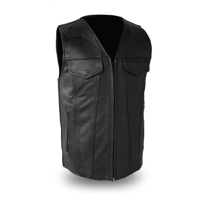 Eagle Leather Men's Badlands Zipper Vest - Black - Eagle Leather