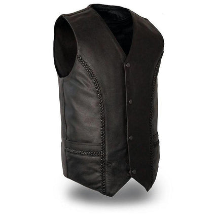 Eagle Leather Men's Ruffian Braided Vest - Black - Eagle Leather