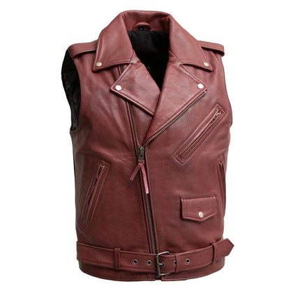 Eagle Leather Men's Roller Leather Vest - Oxblood Red - Eagle Leather