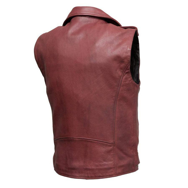 Eagle Leather Men's Roller Leather Vest - Oxblood Red - Eagle Leather