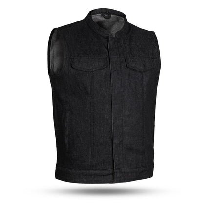 Eagle Leather Men's Hotshot Raw Denim Vest - Black - Eagle Leather