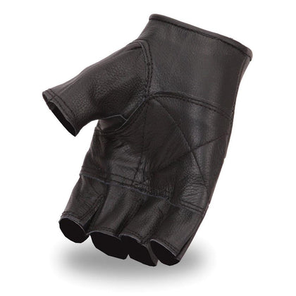Fingerless Glove: Features:

Premium Cowhide: drum dyed and very durable type of leather
Perforated Panel: for comfort
Wrist 