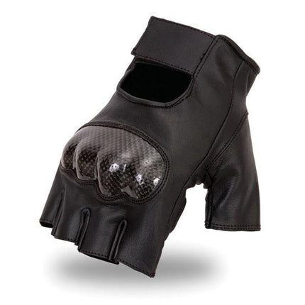 First Classics Men's Fingerless Gel with Kevlar Knuckles Gloves - Black - Eagle Leather