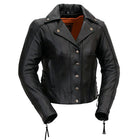 Ladies Updated M.C. Jacket: Features:

Soft Milled Cowhide: 1