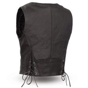 Ladies Montana Zip Front Crop Vest: The Montana is a western style motorcycle vest crafted from Cowhide