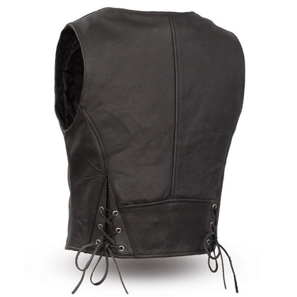 Ladies Montana Zip Front Crop Vest: The Montana is a western style motorcycle vest crafted from Cowhide