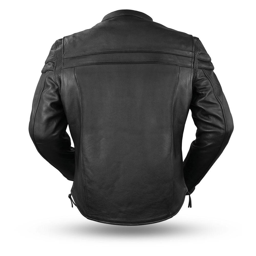 Additional view of the Eagle Leather Tall Maverick jacket showing zippered chest and slash pockets