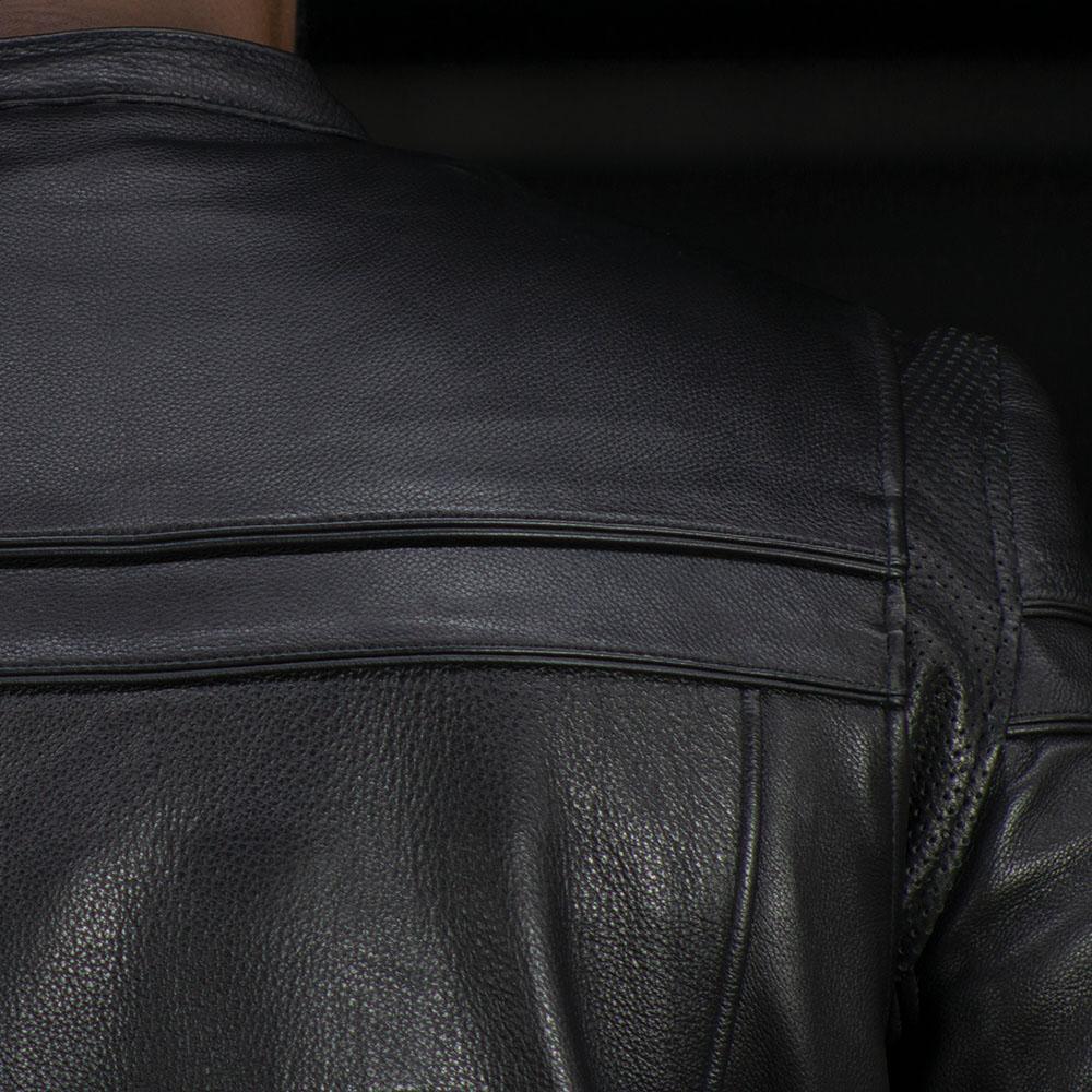 Additional view of the Eagle Leather Tall Maverick jacket showing the perforated action back