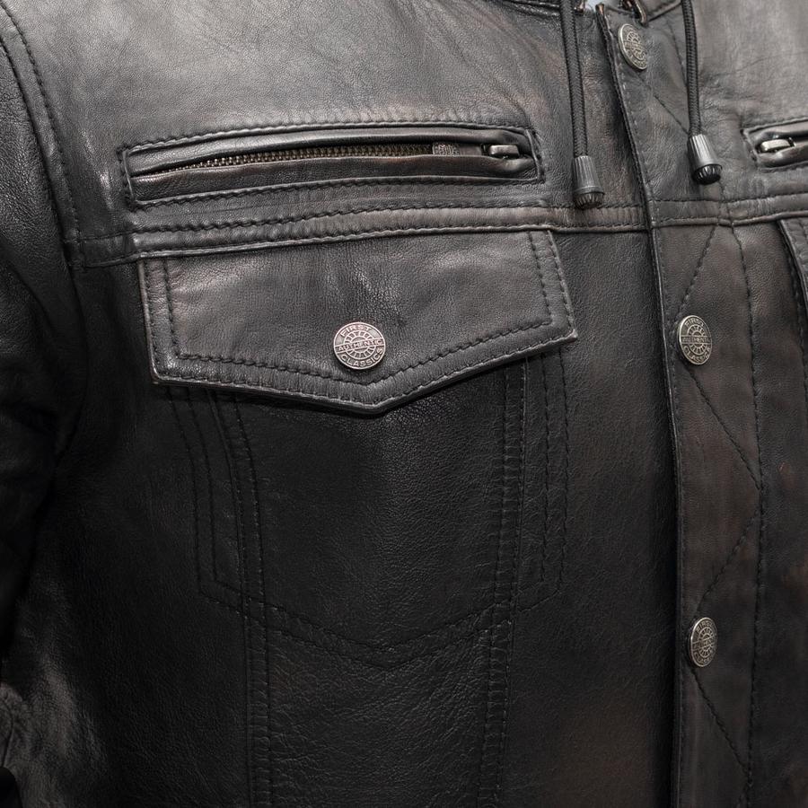 Additional view of the Eagle Leather Tall Vendetta jacket showing the removable zip-out hood