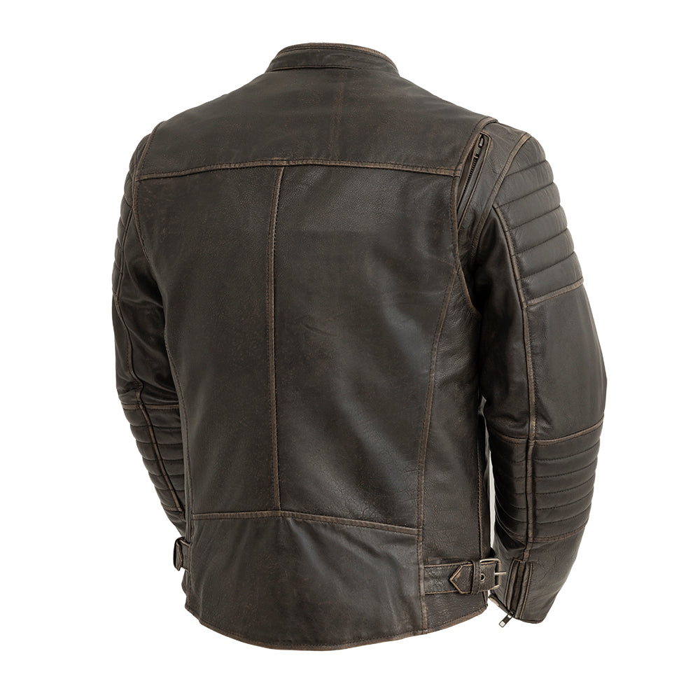 Commuter Distressed Brown Jacket: The Commuter takes a simple leather jacket and adds some style