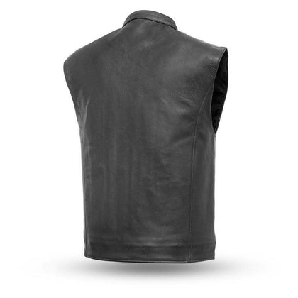 Club House Vest: Designed for the minimalist rider, the Club House Men's Motorcycle Leather Vest offers clean lines and a sle