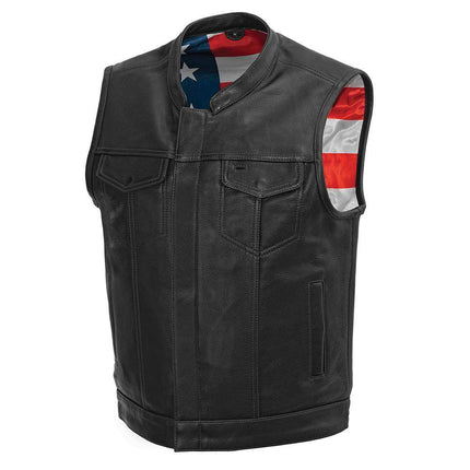 Eagle Leather Men's Born Free Stitching Vest - Black - Eagle Leather