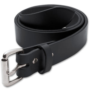 Men's Motorcycle Belt Black: Supple full-grain leather with antiqued silvertone hardware