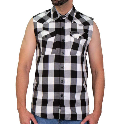 Sleeveless Flannel White/Black - Eagle Leather