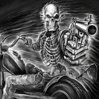 Assassin Rider T-Shirt: Description
This official t-shirt is screen printed with a skeleton assassin across the chest area