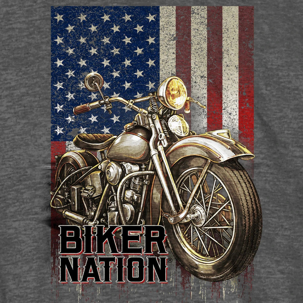 Biker Nation Cycle Flag Shirt: Features:

100% heavyweight cotton shirt
Screen printed on Front side only
Proudly printed in 
