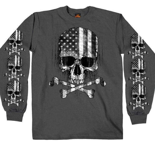 Men's Long Sleeve Flag Skull Shirt