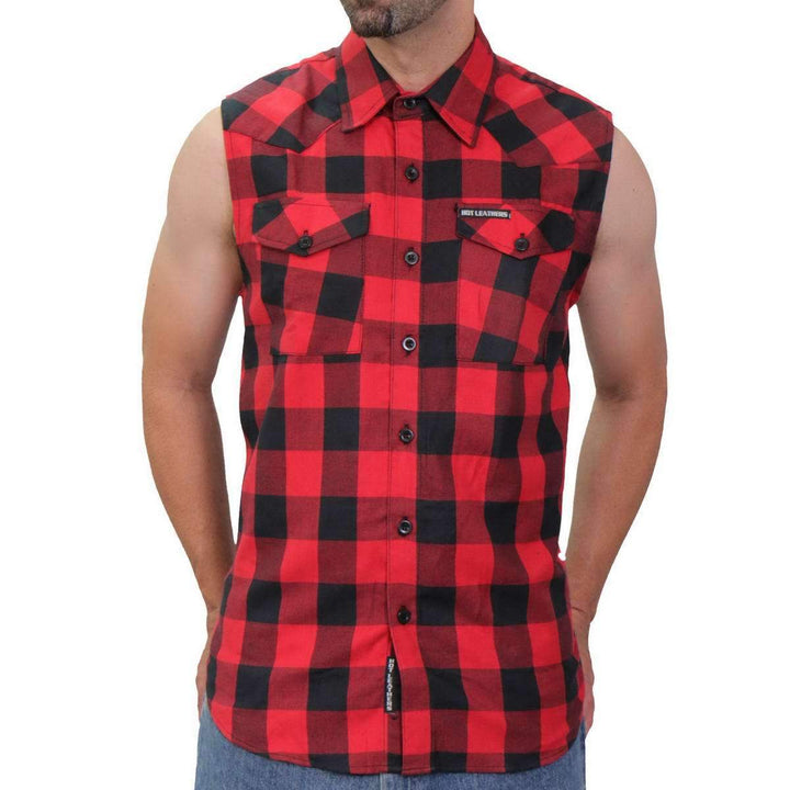 Sleeveless Flannel Red Patriot - Eagle Leather