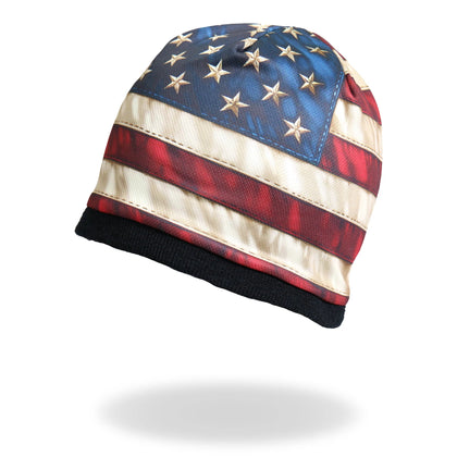 American Flag Beanie: Description

Soft cotton / polyester beanie with bright sublimated design! Snug fit to stay on while yo