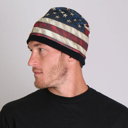 American Flag Beanie: Description

Soft cotton / polyester beanie with bright sublimated design! Snug fit to stay on while yo
