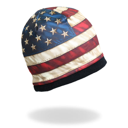 American Flag Beanie: Description

Soft cotton / polyester beanie with bright sublimated design! Snug fit to stay on while yo