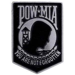 POW*MIA Pin: Features:

POW Pin
Heavy Pewter Biker Pins
Hand carved pewter pin