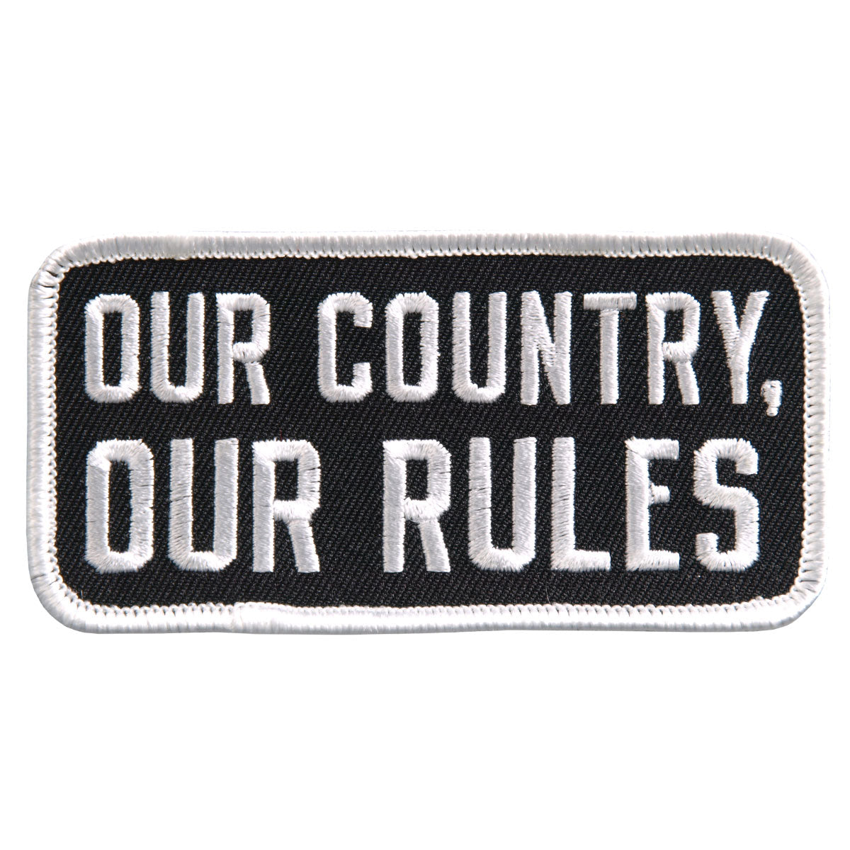 Our Country Our Rules Patch 4 Inch: Description
"It's All About The Journey" in orange and white lettering on a black backgro