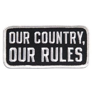 Our Country Our Rules Patch 4 Inch: Description
"It's All About The Journey" in orange and white lettering on a black backgro