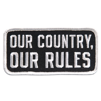 Our Country Our Rules Patch 4 Inch: Description
"It's All About The Journey" in orange and white lettering on a black backgro