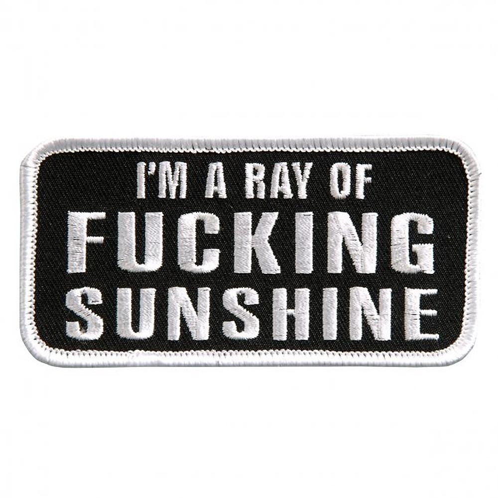 I'm a Ray of Fing Sunshine Patch 4 Inch: Description
Leathers I'm A Ray of Sunshine Embroidered 4" x 2" Patch A 4"W x 2"H emb