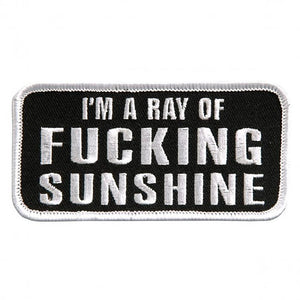 I'm a Ray of Fing Sunshine Patch 4 Inch: Description
Leathers I'm A Ray of Sunshine Embroidered 4" x 2" Patch A 4"W x 2"H emb