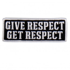 Give Respect Get Respect White Border Patch: Description
Give Respect Embroidered Patch with heat sealed backing