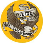 Harley-Davidson Live To Ride Eagle Round Magnet - Yellow & Brown