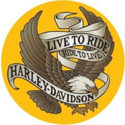 Harley-Davidson Live To Ride Eagle Round Magnet - Yellow & Brown