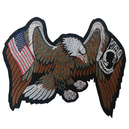Patch American Eagle: Features:

Size: 8" x 10"
Material: Polyester, Rayon
Care: Machine washable can be ironed on most fabri