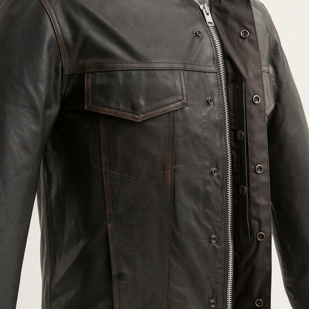 Men's Maduro Leather Shirt: Made with shrunken grain Semi-Veggie tan Cowhide Leather, the Maduro is hand polished which gives