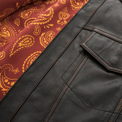 Men's Maduro Leather Shirt: Made with shrunken grain Semi-Veggie tan Cowhide Leather, the Maduro is hand polished which gives