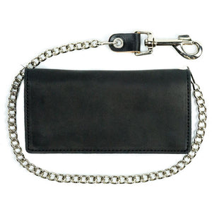 Bi-Fold Chain Wallet Black Black: Features:

12" Chain with Trigger Hook
Snap Closure
6 Credit Card Slots
Zippered Pocket